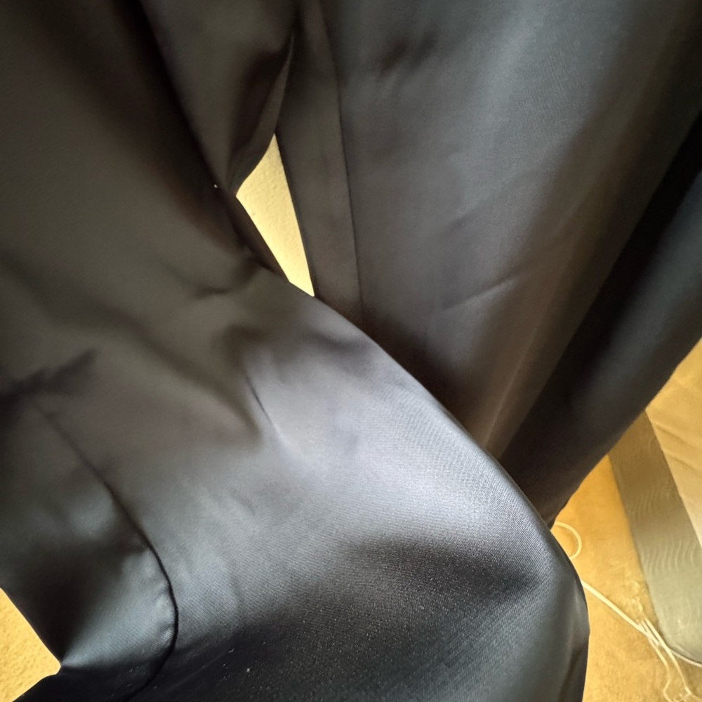 Banana Republic Factory Navy Pleated Wide Leg Satin Pants - Picture 4 of 7
